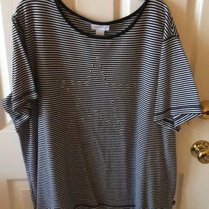 Black striped top. Plus size
